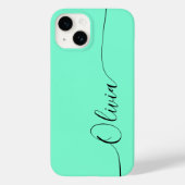 Aquamarine Black Elegant Calligraphy Script Name Case-Mate iPhone Case (Achterkant)
