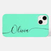 Aquamarine Black Elegant Calligraphy Script Name Case-Mate iPhone Case (Achterkant (horizontaal))