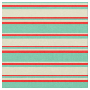 Aquamarine, Bleek Goldenrod en rood Patroon Stof