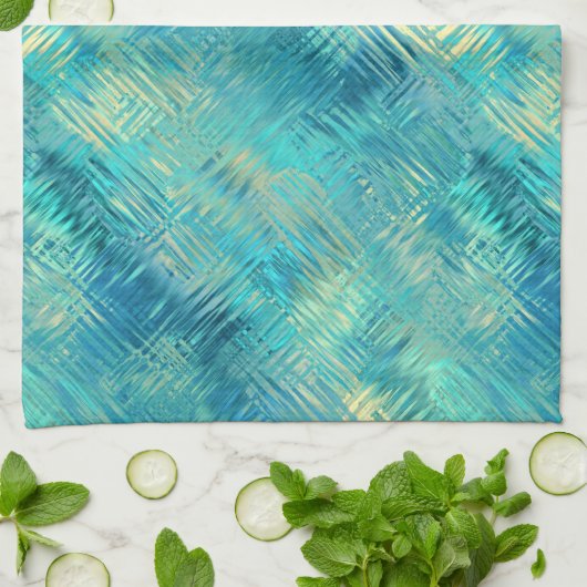 Aquamarine Blue Crystal Gel Texture Theedoek (Gevouwen)