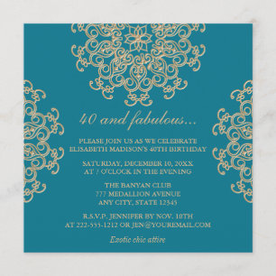 AQUAMARINE BLUE EN GOUDE INDIAN INSPIRED BIRTHDAY KAART