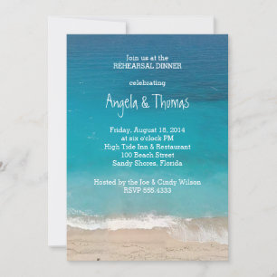 Aquamarine Blue Ocean Rehearsal Dinner Invitations Kaart
