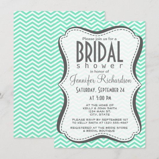 Aquamarine Chevron; zig zag Kaart (Voorkant / Achterkant)