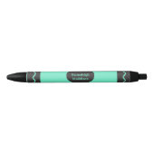 Aquamarine Color Crayon Wrap Monogram Zwarte Inkt Pen (Voorkant)