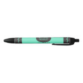 Aquamarine Color Crayon Wrap Monogram Zwarte Inkt Pen (Bodem)