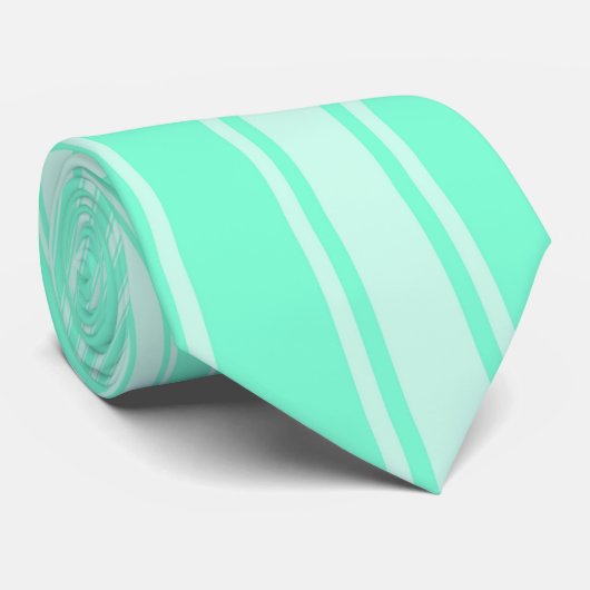 Aquamarine Colour Stripe Funky Patroon Stropdas (Opgerold)