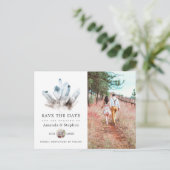 Aquamarine Crystal Wedding Save the Date Briefkaart (Staand voorkant)