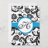 Aquamarine Damask Swirls Wedding Invitation Kaart (Voorkant)