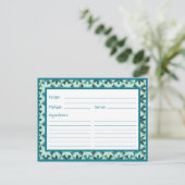Aquamarine Decorative Floral Tiles Recipcard Briefkaart (Staand voorkant)