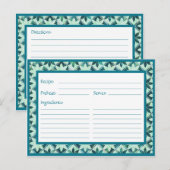 Aquamarine Decorative Floral Tiles Recipcard Briefkaart (Voorkant / Achterkant)
