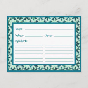 Aquamarine Decorative Floral Tiles Recipcard Briefkaart