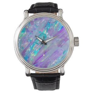 Aquamarine en Amethyst Crystal Horloge