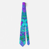 Aquamarine en Magenta Cool Retro Vloeibare wervelk Stropdas (Voorkant)