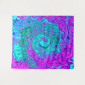 Aquamarine en Magenta Cool Retro Vloeibare wervelk Wandkleed (Voorkant (horizontaal))