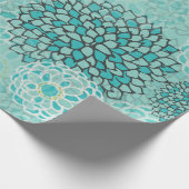 Aquamarine en Mint Flower Burst Cadeaupapier (Hoek)