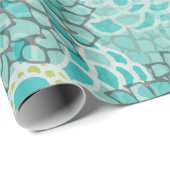 Aquamarine en Mint Flower Burst Cadeaupapier (Rol Hoek)