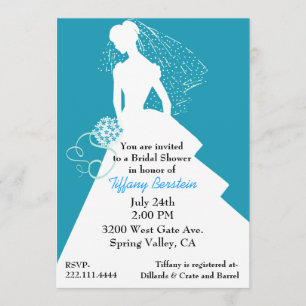 Aquamarine en White Bride Shower Invitation Kaart
