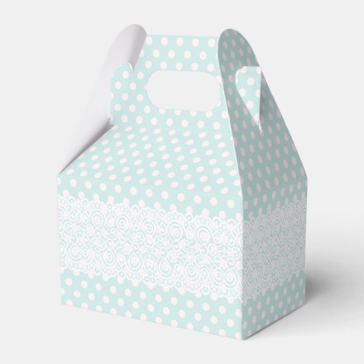 Aquamarine en White Polka Dot Favor Gift Box Bedankdoosjes (Achterkant)