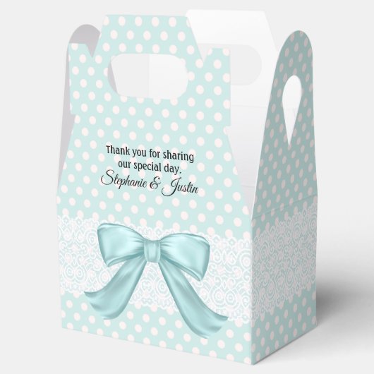 Aquamarine en White Polka Dot Favor Gift Box Bedankdoosjes (Geopend)