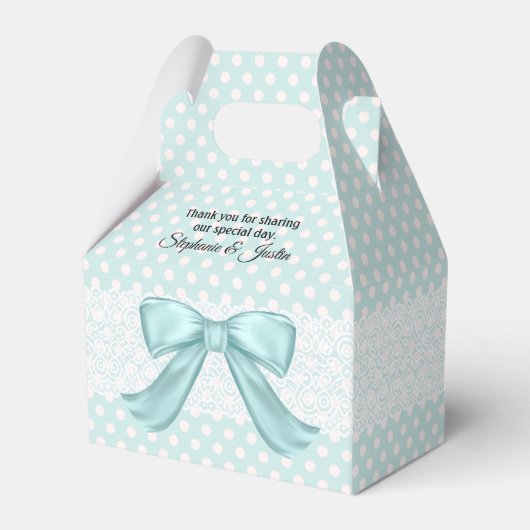 Aquamarine en White Polka Dot Favor Gift Box Bedankdoosjes (Voorkant Zijde)