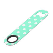 Aquamarine en White Polka Dot Speed Flessenopener (Voorkant Gekanteld)