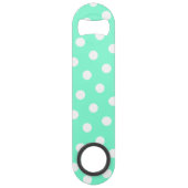 Aquamarine en White Polka Dot Speed Flessenopener (Voorkant)