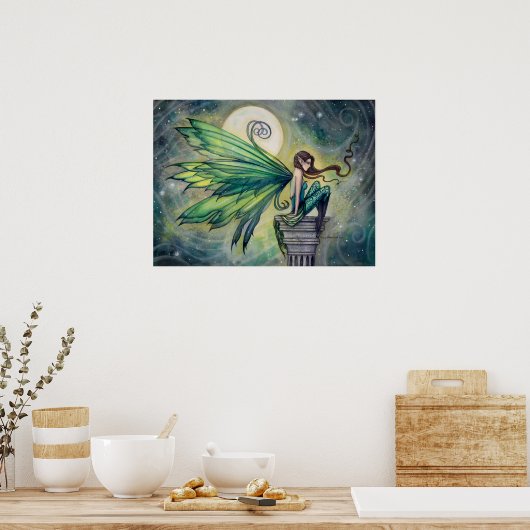 Aquamarine Fairy Fantasy Art Poster afdrukken (Keuken)