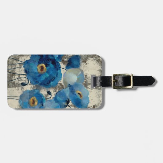 Aquamarine Floral Bagagelabel (Voorkant horizontaal)