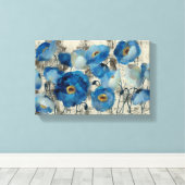 Aquamarine Floral Canvas Afdruk (Insitu (Houten vloer))