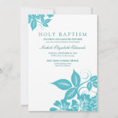 Aquamarine Floral Heilige Baptisme Kaart (Voorkant)