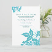 Aquamarine Floral Heilige Baptisme Kaart (Staand voorkant)