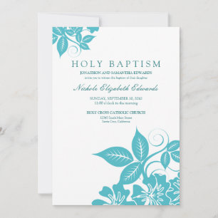 Aquamarine Floral Heilige Baptisme Kaart
