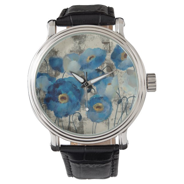 Aquamarine Floral Horloge (Voorkant)