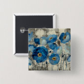 Aquamarine Floral Vierkante Button 5,1 Cm (Voorkant /achterkant)