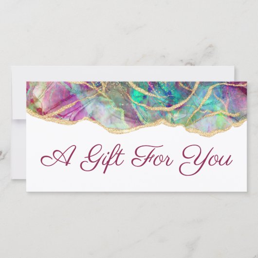 Aquamarine fuchsia opaal ontwerp cadeaubon (Voorkant)