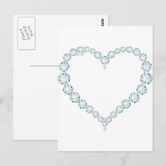 Aquamarine Gem Heart Briefkaart (Voorkant / Achterkant)