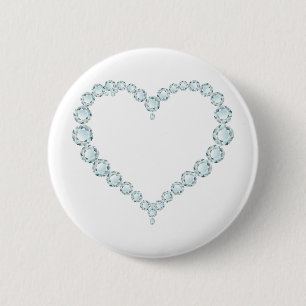 Aquamarine Gem Heart Ronde Button 5,7 Cm