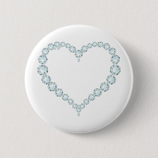 Aquamarine Gem Heart Ronde Button 5,7 Cm (Voorkant)