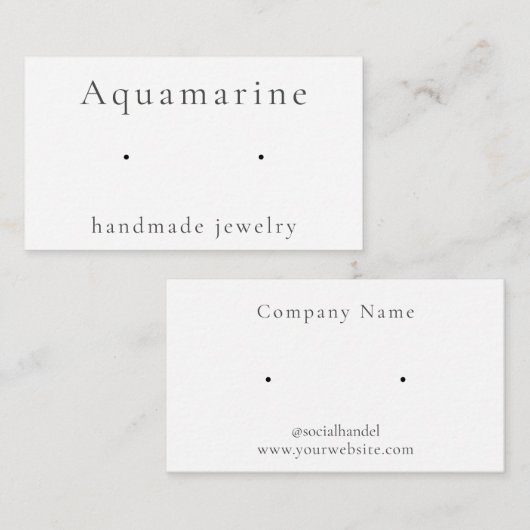 Aquamarine Gemstone die juwelier display Kaart ver (Voorkant / Achterkant)