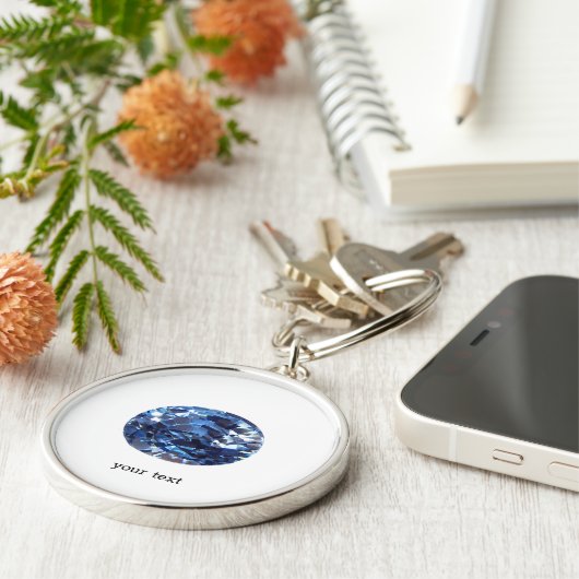 Aquamarine Gemstone, Sky Blue Sleutelhanger (Zijkant)