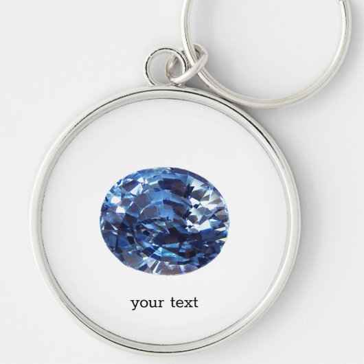 Aquamarine Gemstone, Sky Blue Sleutelhanger (Voorkant)