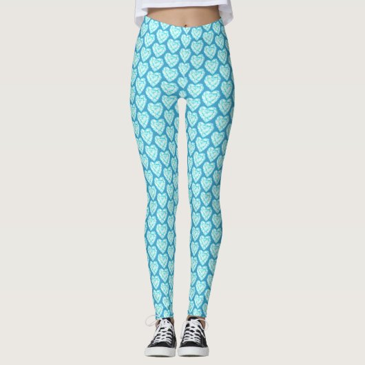 Aquamarine gemstone waterverf kunst leggings (Voorkant)