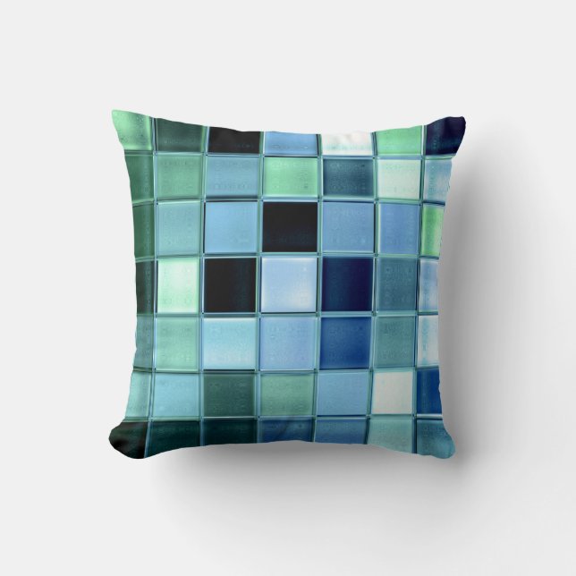 AquaMarine-glazen mozaïek, aangepast decor Kussen (Voorkant)