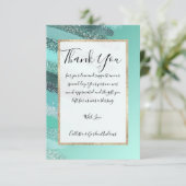 Aquamarine Green Blue Glitter Painted Bruskes Bedankkaart (Staand voorkant)