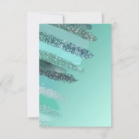 Aquamarine Green Blue Glitter Painted Bruskes Bedankkaart (Achterkant)