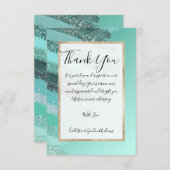 Aquamarine Green Blue Glitter Painted Bruskes Bedankkaart (Voorkant / Achterkant)