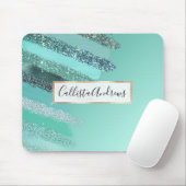 Aquamarine Green Blue Glitter Painted Bruskes Muismat (Met muis)