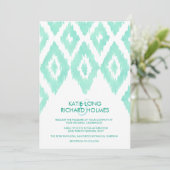 Aquamarine Green Ikat Wedding Kaart (Staand voorkant)