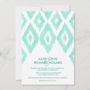 Aquamarine Green Ikat Wedding Kaart