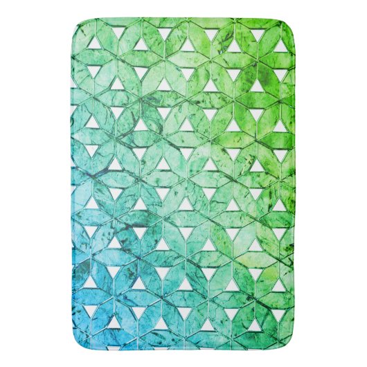 Aquamarine-groene mozaïek | Levensbloem Badmat (Voorkant Verticaal)